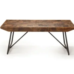 Coffee Tables-Kirkland's Home Parquet Willa Metal Base Coffee Table Tan