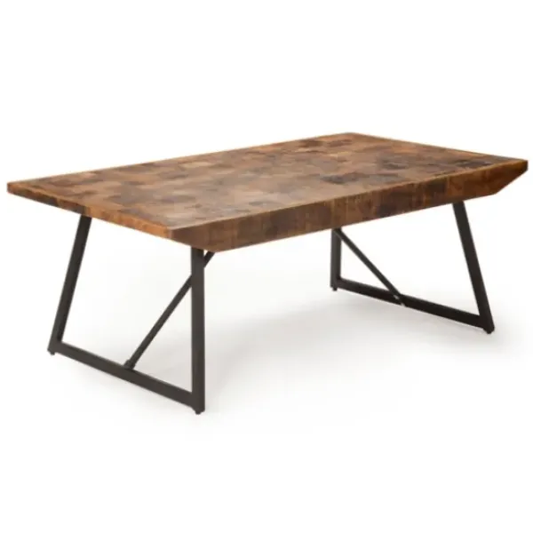 Coffee Tables-Kirkland's Home Parquet Willa Metal Base Coffee Table Tan