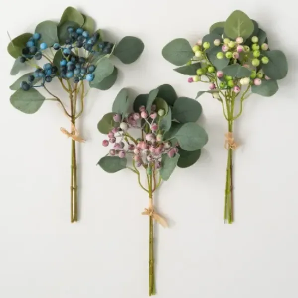 Stems & Bouquets-Kirkland's Home Pastel Berry And Eucalyptus Stems, Set Of 3 Blue/Pink/Green