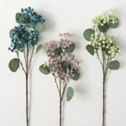 Stems & Bouquets-Kirkland's Home Pastel Berry Cluster Stems, Set Of 3 Blue/Pink/Green