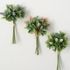 Stems & Bouquets-Kirkland's Home Pastel Grape Hyacinth Bundles, Set Of 3 Green/White/Pink/Purple