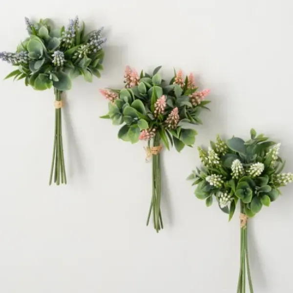Stems & Bouquets-Kirkland's Home Pastel Grape Hyacinth Bundles, Set Of 3 Green/White/Pink/Purple