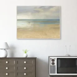 Canvas Art-Kirkland's Home Pastel Seascape Framed Canvas Art Print Blue/Gray/Tan