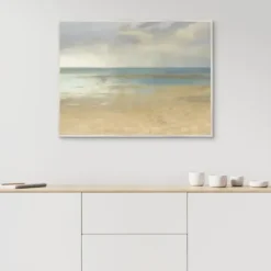 Canvas Art-Kirkland's Home Pastel Seascape Framed Canvas Art Print Blue/Gray/Tan