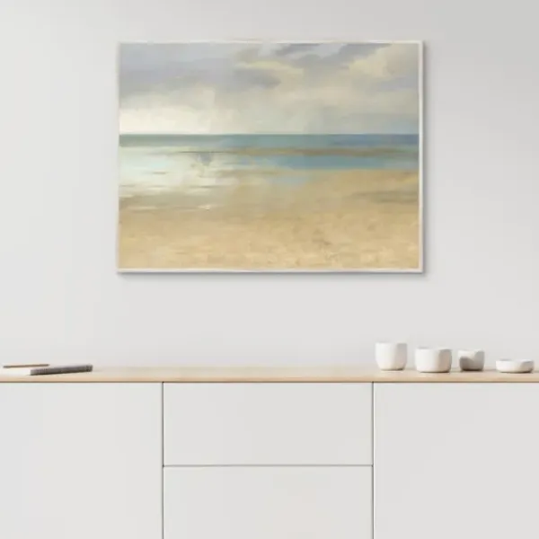 Canvas Art-Kirkland's Home Pastel Seascape Framed Canvas Art Print Blue/Gray/Tan