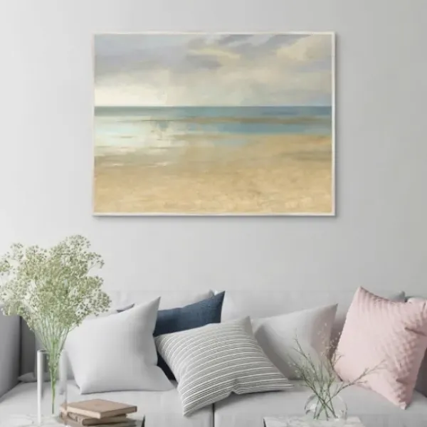 Canvas Art-Kirkland's Home Pastel Seascape Framed Canvas Art Print Blue/Gray/Tan