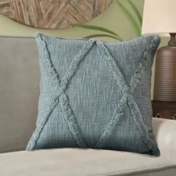 Pillows-Kirkland's Home Pastel Tufted Diamond Pillow, 18 In. Blue