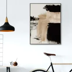 Canvas Art-Kirkland's Home Path Abstract Framed Canvas Art Print White/Tan/Black