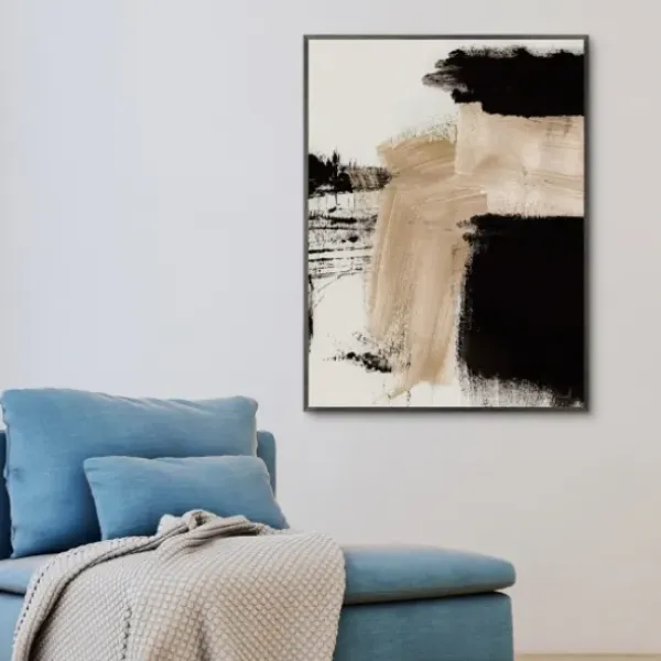 Canvas Art-Kirkland's Home Path Abstract Framed Canvas Art Print White/Tan/Black