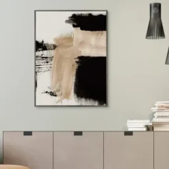 Canvas Art-Kirkland's Home Path Abstract Framed Canvas Art Print White/Tan/Black