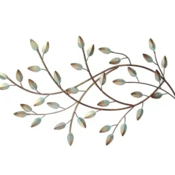 Wall Plaques-Kirkland's Home Patina Blowing Leaves Metal Wall Plaque Gold/Blue/Green