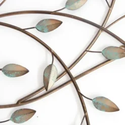 Wall Plaques-Kirkland's Home Patina Blowing Leaves Metal Wall Plaque Gold/Blue/Green