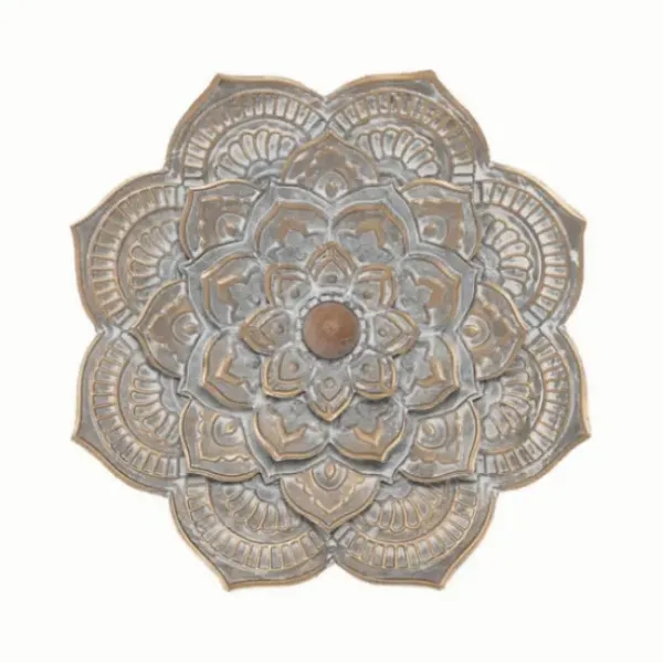 Wall Plaques-Kirkland's Home Patina Finish Metal Flower Large Wall Plaque Gray