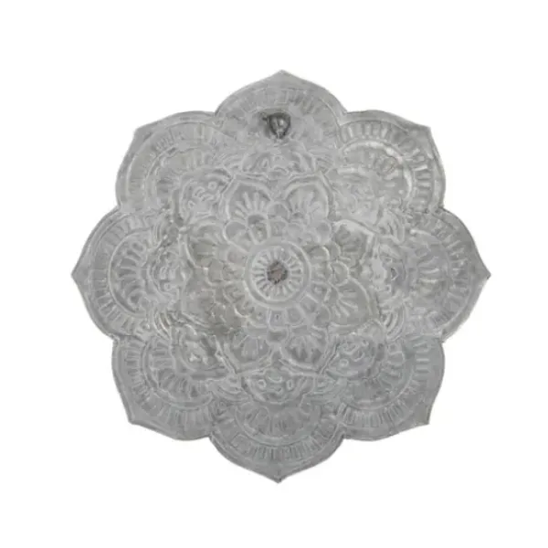 Wall Plaques-Kirkland's Home Patina Finish Metal Flower Large Wall Plaque Gray
