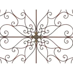 Wall Plaques-Kirkland's Home Patina Metal Floral Crest Wall Plaque Brown
