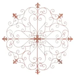 Wall Plaques-Kirkland's Home Patina Metal Floral Crest Wall Plaque Brown