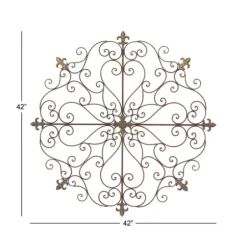Wall Plaques-Kirkland's Home Patina Metal Floral Crest Wall Plaque Brown