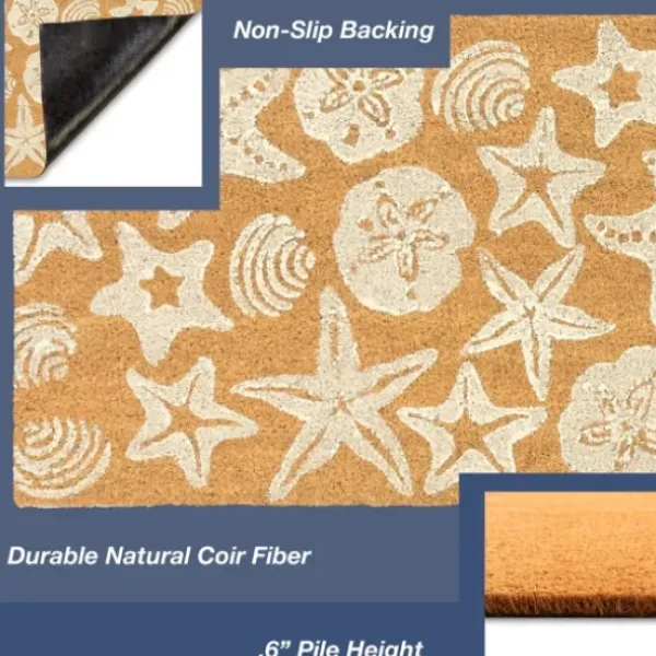 Doormats-Kirkland's Home Patterned Pineapples Home Coir Doormat Ivory/Black/Multi