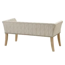 Benches & Ottomans-Kirkland's Home Patterned Short Wingback Upholstered Bench Ivory