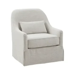 Accent Chairs-Kirkland's Home Patterned Upholstered Swivel Glider Chair White