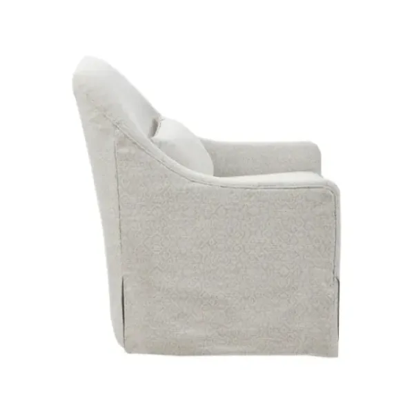 Accent Chairs-Kirkland's Home Patterned Upholstered Swivel Glider Chair White