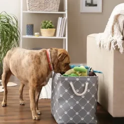 Baskets & Boxes-Kirkland's Home Paw Trellis Rectangle Basket, 17.5 In. Gray