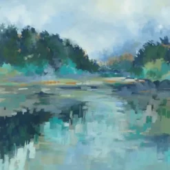 Canvas Art-Kirkland's Home Peaceful Space Canvas Art Print, 30X30 In. Blue/Green