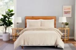 Duvets-Kirkland's Home Peach Textured 3-Pc. Queen Duvet Set Tan