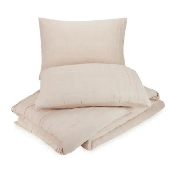 Duvets-Kirkland's Home Peach Textured 3-Pc. Queen Duvet Set Tan