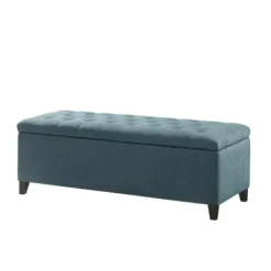 Benches & Ottomans-Kirkland's Home Peacock Button Tufted Storage Bench Blue