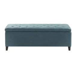 Benches & Ottomans-Kirkland's Home Peacock Button Tufted Storage Bench Blue