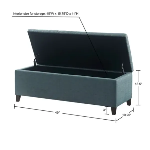 Benches & Ottomans-Kirkland's Home Peacock Button Tufted Storage Bench Blue