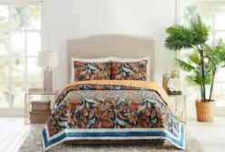 Quilts-Kirkland's Home Peacock Garden Full/Queen 3-Pc. Quilt Set Orange