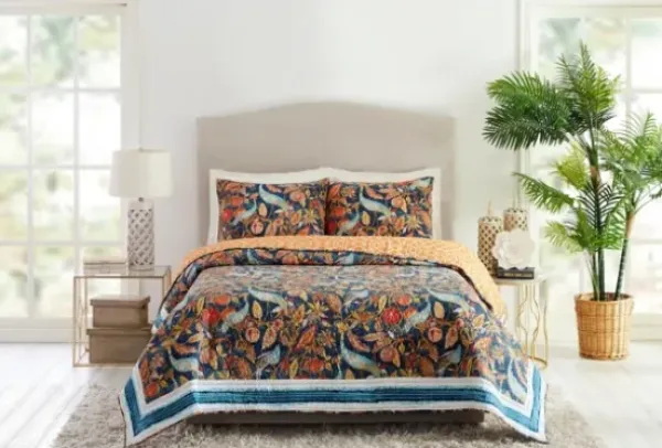 Quilts-Kirkland's Home Peacock Garden King 3-Pc. Quilt Set Orange