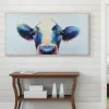 Framed Art-Kirkland's Home Peek A Moo Natural Wood Framed Art Print Blue/White/Black