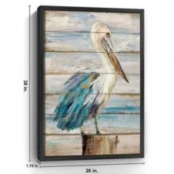 Framed Art-Kirkland's Home Pelican On Faux Shiplap Framed Art Print Tan/Blue/White