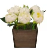 Arrangements & Greenery-Kirkland's Home Peony Arrangement In Wood Box White