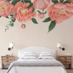 Wall Murals & Wall Decals-Kirkland's Home Peony On Blush Peel And Stick Wall Mural Pink/Green