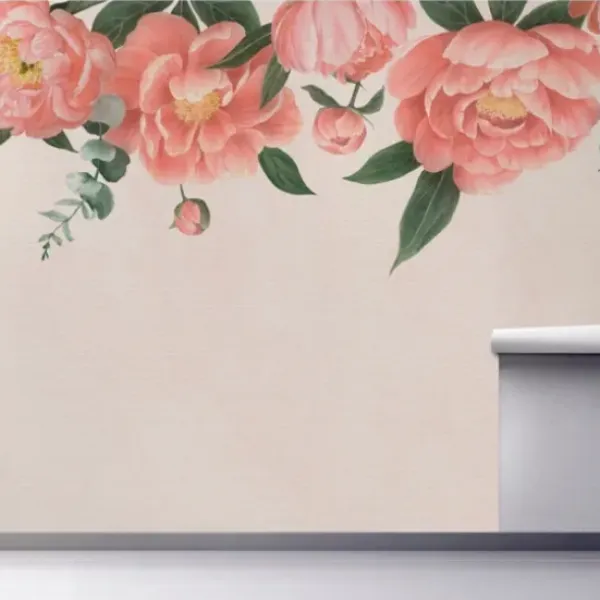 Wall Murals & Wall Decals-Kirkland's Home Peony On Blush Peel And Stick Wall Mural Pink/Green