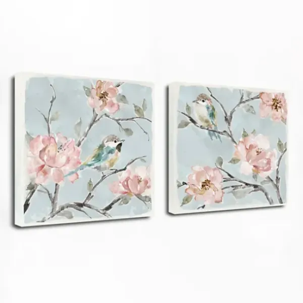 Canvas Art-Kirkland's Home Perched By Pinks Giclee Canvas Prints, Set Of 2 Pink/Blue