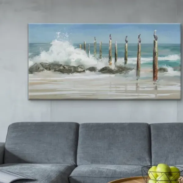 Canvas Art-Kirkland's Home Perched By The Sea Canvas Art Print Blue/White
