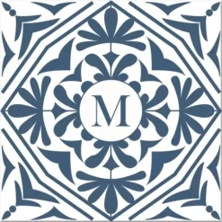 Monogram Wall Decor-Kirkland's Home Personalized Blue Tile Monogram Wall Plaque Blue/White