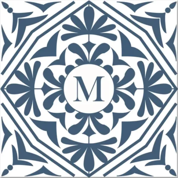 Monogram Wall Decor-Kirkland's Home Personalized Blue Tile Monogram Wall Plaque Blue/White