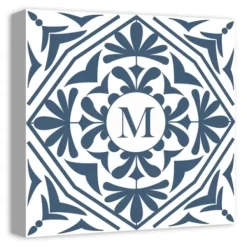 Monogram Wall Decor-Kirkland's Home Personalized Blue Tile Monogram Wall Plaque Blue/White