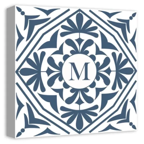 Monogram Wall Decor-Kirkland's Home Personalized Blue Tile Monogram Wall Plaque Blue/White