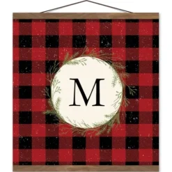 Monogram Wall Decor-Kirkland's Home Personalized Buffalo Check Monogram Wall Hanging Red/Black/Ivory