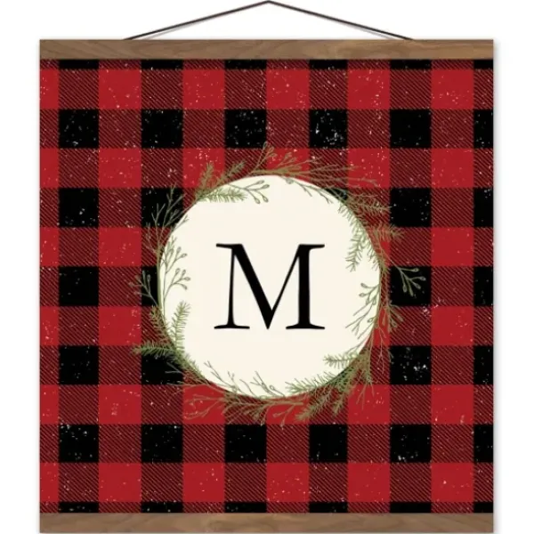 Monogram Wall Decor-Kirkland's Home Personalized Buffalo Check Monogram Wall Hanging Red/Black/Ivory