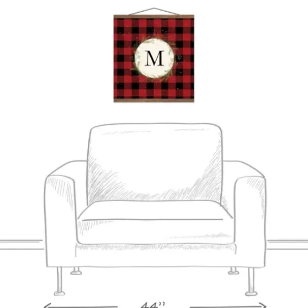 Monogram Wall Decor-Kirkland's Home Personalized Buffalo Check Monogram Wall Hanging Red/Black/Ivory