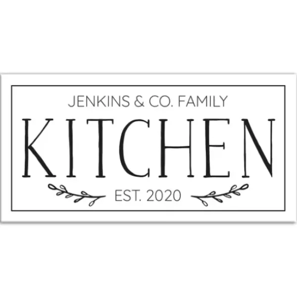 Wall Quotes & Signs-Kirkland's Home Personalized Family Kitchen Co. Canvas Wall Plaque Black/White