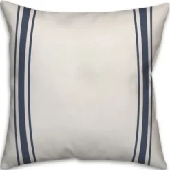 Pillows-Kirkland's Home Personalized Farmhouse Stripe Monogram Pillow White/Blue